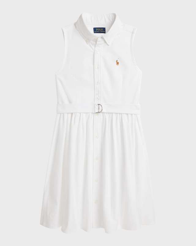 Girl's Classic Oxford Belted Dress W/ Bloomers, Size 3M-24M